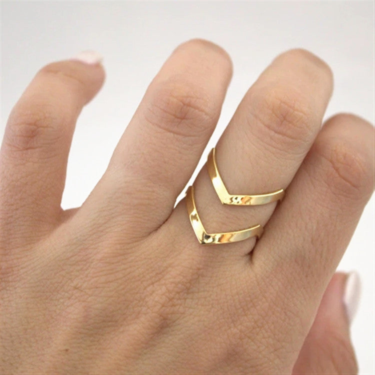 WOMEN VINTAGE DOUBLE V-SHAPED FINGER JOINT RING