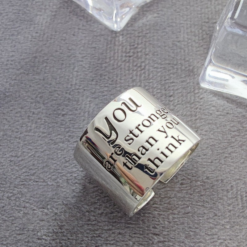 INSPIRATIONAL MESSAGE WIDE BAND RING